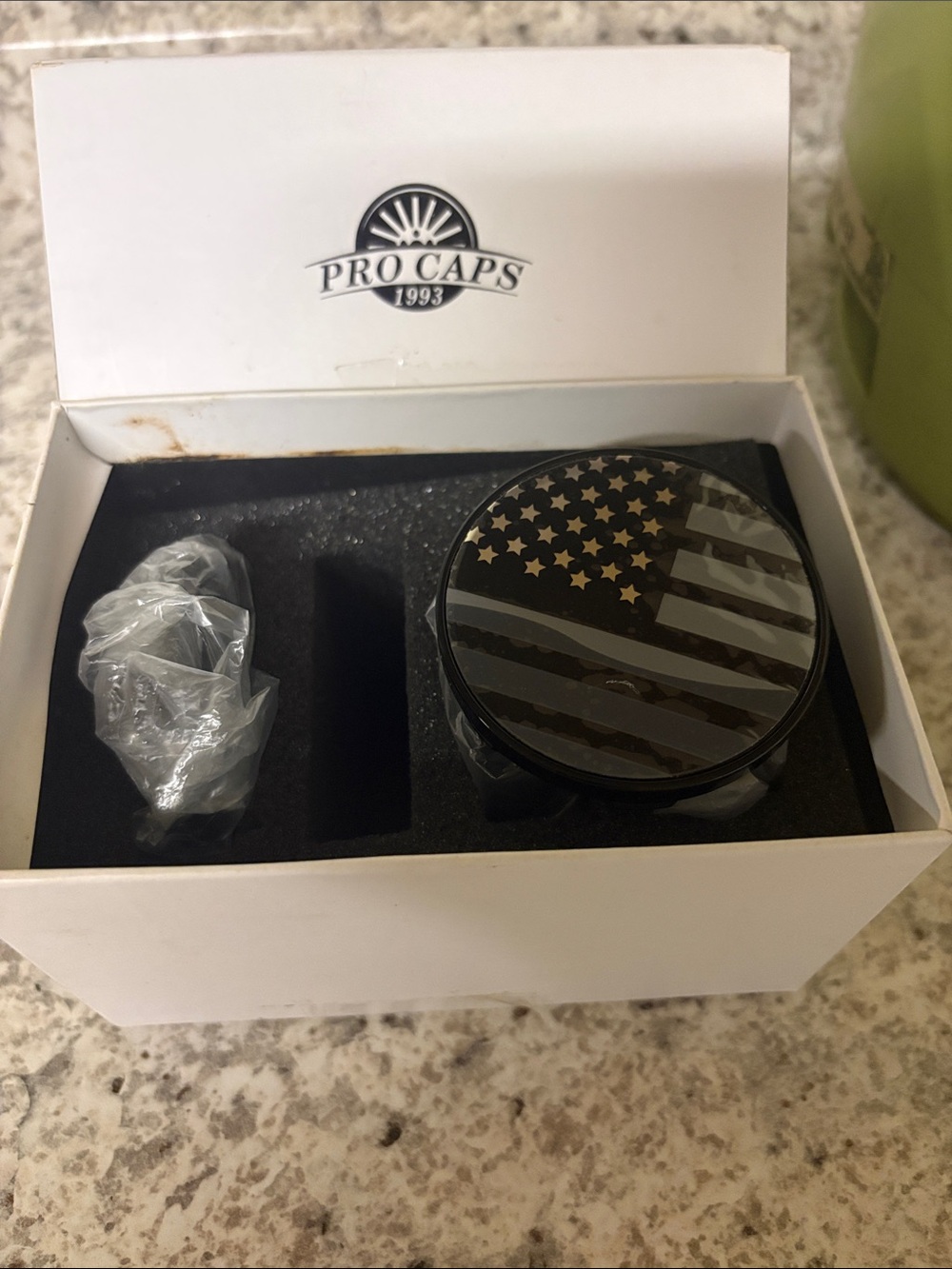 Black and silver American Flag center caps